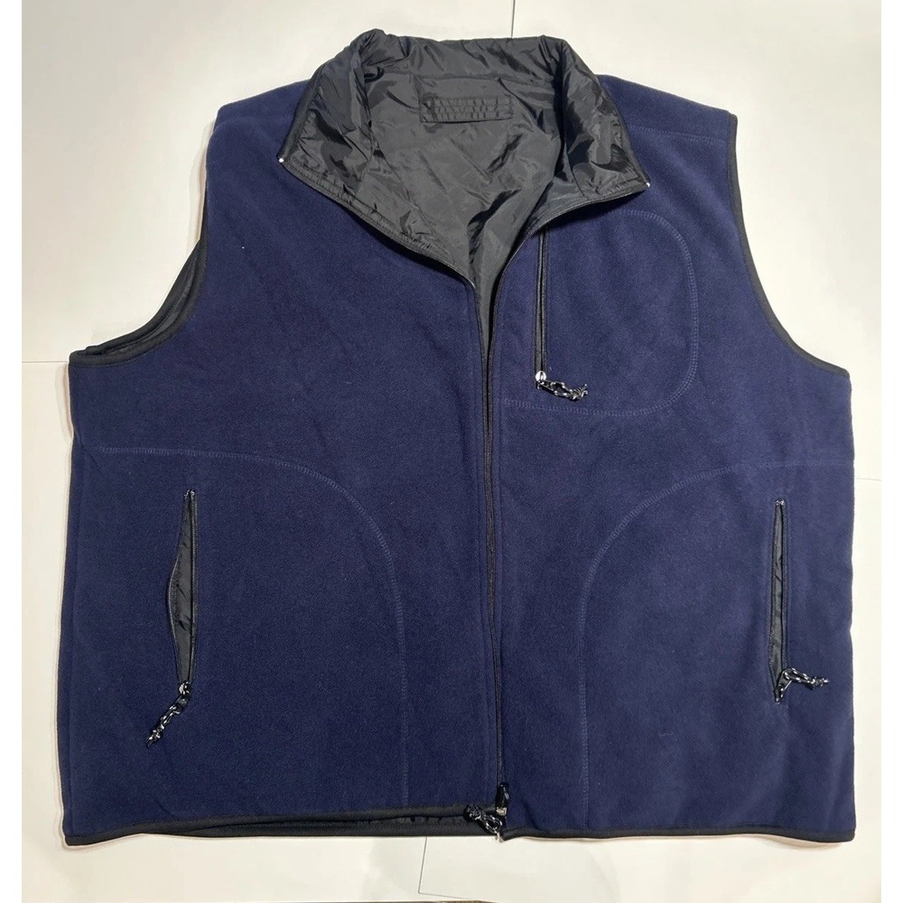 Vintage Reversible Vest Fleece Sided Nylon Reverse Double Pocket Size Xl